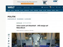 Bild zum Artikel: Union sackt auf Allzeittief - AfD steigt auf Rekordhoch