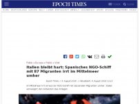 Bild zum Artikel: Italien bleibt hart: Spanisches NGO-Schiff mit 87 Migranten irrt im Mittelmeer umher