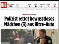 Bild zum Artikel: Dramatisches Video - Polizist rettet bewusstloses Mädchen (3) aus Hitze-Auto