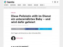 Bild zum Artikel: Diese Polizistin stillt im Dienst ein unterernährtes Baby – und wird dafür gefeiert