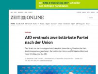 Bild zum Artikel: Umfrage: AfD erstmals zweitstärkste Partei nach Union