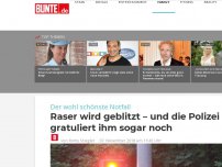 Bild zum Artikel: Raser wird geblitzt – und die Polizei gratuliert ihm sogar noch