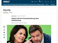 Bild zum Artikel: Habeck will Hartz IV durch Garantiesicherung ersetzen