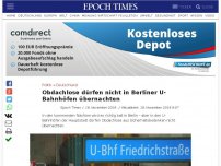 Bild zum Artikel: Obdachlose dürfen nicht in Berliner U-Bahnhöfen übernachten