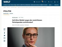 Bild zum Artikel: Soll Alice Weidel wegen der umstrittenen Parteispenden zurücktreten?