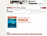 Bild zum Artikel: Vatikan: Papst bezeichnet Homosexualität als Modeerscheinung