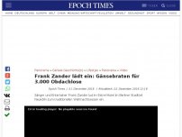 Bild zum Artikel: Frank Zander lädt ein: Gänsebraten für 3.000 Obdachlose