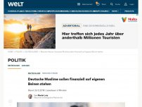 Bild zum Artikel: Deutsche Muslime sollen finanziell auf eigenen Beinen stehen