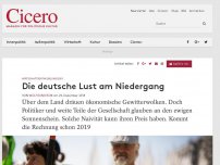 Bild zum Artikel: Wirtschaftsentwicklung 2019 - Die deutsche Lust am Niedergang