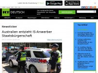 Bild zum Artikel: Australien entzieht IS-Anwerber Staatsbürgerschaft