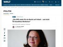 Bild zum Artikel: „Die SPD steht für ein Recht auf Arbeit – und nicht für bezahltes Nichtstun“