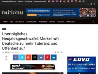 Bild zum Artikel: Unerträgliches Neujahrsgeschwafel: Merkel ruft Deutsche zu mehr Toleranz und Offenheit auf