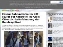 Bild zum Artikel: Essen: Bahnmitarbeiter (36) stürzt bei Kontrolle ins Gleis - Öffentlichkeitsfahndung der Bundespolizei