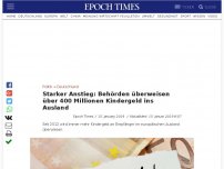 Bild zum Artikel: Starker Anstieg: Behörden überweisen über 400 Millionen Kindergeld ins Ausland