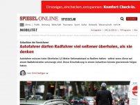 Bild zum Artikel: Gutachten der Versicherer: Autofahrer dürfen Radfahrer viel seltener überholen, als sie denken