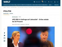 Bild zum Artikel: AfD fällt in Umfrage auf Jahrestief - Grüne wieder bei 20 Prozent