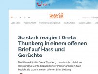 Bild zum Artikel: So stark reagiert Greta Thunberg in einem offenen Brief auf Hass und Gerüchte