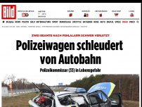 Bild zum Artikel: Zwei Polizisten schwer verletzt - Streifenwagen schleudert von Autobahn