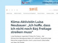 Bild zum Artikel: Klima-Aktivistin Luisa Neubauer: „Ich hoffe, dass ich nicht noch 825 Freitage streiken muss“