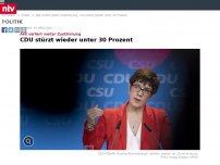 Bild zum Artikel: AKK verliert weiter Zustimmung: CDU stürzt wieder unter 30 Prozent