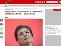 Bild zum Artikel: FOCUS-Ranking - Wagenknecht schon auf Platz 2: Das sind die beliebtesten Politiker Deutschlands
