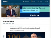 Bild zum Artikel: Unternehmer kritisieren Altmaier als „Totalausfall“