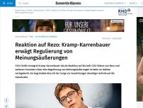 Bild zum Artikel: Reaktion auf Rezo: Kramp-Karrenbauer erwägt Regulierung von Meinungsäußerungen