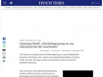 Bild zum Artikel: Christian Wulff: „Flüchtlingszuzug ist ein Glücksfall für die Geschichte“