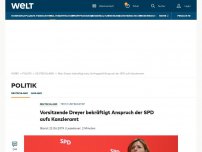 Bild zum Artikel: Vorsitzende Dreyer bekräftigt Anspruch der SPD aufs Kanzleramt 