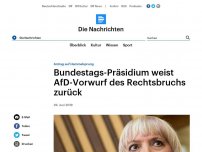 Bild zum Artikel: Bundestag - Präsidium weist AfD-Vorwurf des Rechtsbruchs zurück