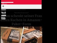 Bild zum Artikel: Mann schenkt seiner Frau einen Kuchen in Amazon-Paket-Form