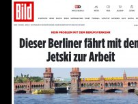 Bild zum Artikel: Kein Problem mit Berufsverkehr - Dieser Berliner fährt mit dem Jetski zur Arbeit