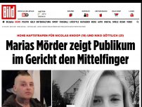 Bild zum Artikel: Hohe Haftstrafen - Marias Mörder zeigt Mittelfinger nach Pöbel-Attacke