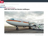 Bild zum Artikel: Klimaschädliche USA-Reise: AKK darf nicht bei Merkel mitfliegen
