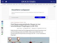 Bild zum Artikel: Fünf Regierungsmitglieder fliegen in vier verschiedenen Flugzeugen in die USA