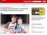 Bild zum Artikel: Die Fünfjährige blieb unversehrt - 15-Jähriger rettet Schwester vor Einbrecher - die Heldentat kostet ihn sein Leben