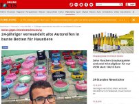 Bild zum Artikel: Aktion gegen Umweltverschmutzung - 24-Jähriger verwandelt alte Autoreifen in bunte Betten für Haustiere