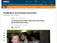 Bild zum Artikel: „Ich weiche nicht zurück“, sagt Lucke. Dann bringt ihn die Polizei nach Hause