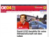 Bild zum Artikel: David (†32) bezahlte für seine Hilfsbereitschaft mit dem Leben