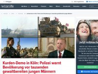 Bild zum Artikel: Kurden-Demo in Köln: Polizei warnt Bevölkerung vor tausenden gewaltbereiten jungen Männern