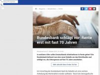 Bild zum Artikel: Bundesbank schlägt vor: Rente erst mit fast 70 Jahren