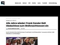 Bild zum Artikel: Alle Jahre wieder: Frank Zander lädt Obdachlose zum Weihnachtsessen ein