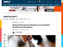 Bild zum Artikel: Steigende Strompreise offenbaren erste Schwäche des deutschen Klimapakets