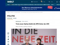 Bild zum Artikel: Trotz neuer Spitze bleibt die SPD hinter der AfD