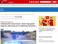 Bild zum Artikel: Zeugen in Marburg gesucht - Unbekannter klaut Hund - einen Tag später liegt der Mischling tot in Altkleidercontainer