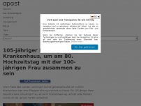 Bild zum Artikel: 105-jähriger Mann geht ins Krankenhaus, um am 80. Hochzeitstag mit der 100-jährigen Frau zusammen zu sein