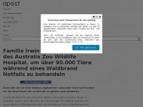 Bild zum Artikel: Familie Irwin öffnet die Türen des Australia Zoo Wildlife Hospital, um über 90.000 Tiere während eines Waldbrand Notfalls zu behandeln