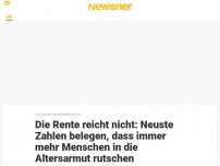 Bild zum Artikel: Die Rente reicht nicht: Neuste Zahlen belegen, dass immer mehr Menschen in die Altersarmut rutschen