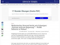 Bild zum Artikel: Medizinisches Personal bricht sein Schweigen: „Vertraut nicht der Regierung!“ – 90.000 Infizierte in Wuhan?