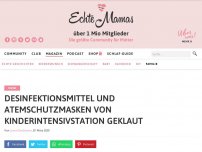 Bild zum Artikel: Desinfektionsmittel und Atemschutzmasken von Kinderintensivstation geklaut